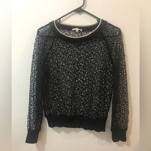 Spider web style mesh crew neck pullover